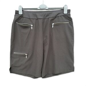 Chicos Zenergy Shorts Women Large Black Zipper Pocket Stretch Size 2 (US 12)